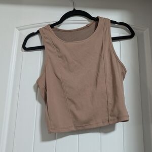 Women's Tan Sleeveless Crop Top